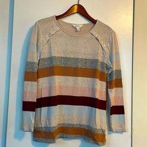 Market & Spruce Striped Quarter Length Sleeved sweater. Size M Petite.